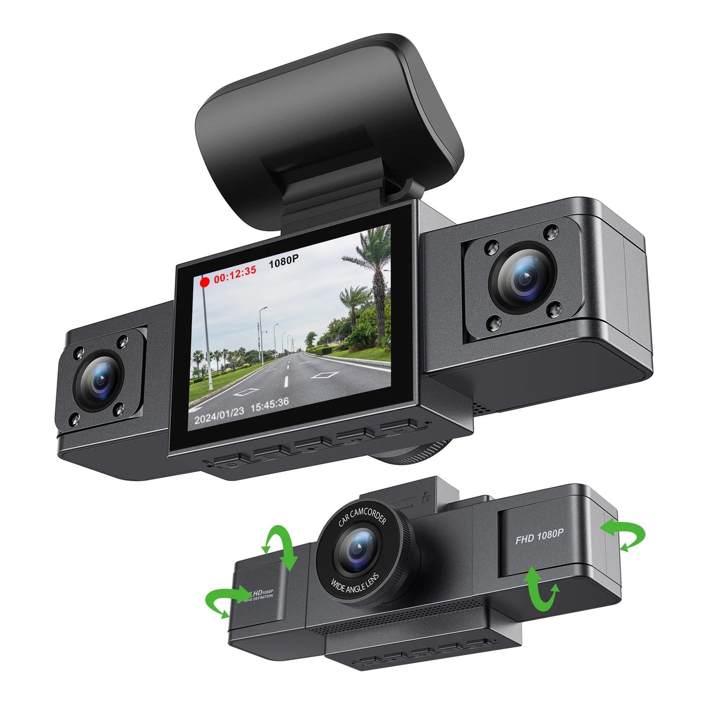 360 View Quad Dash Cam Full HD Front, Rear, Side Car, Night Vision Incident Recording