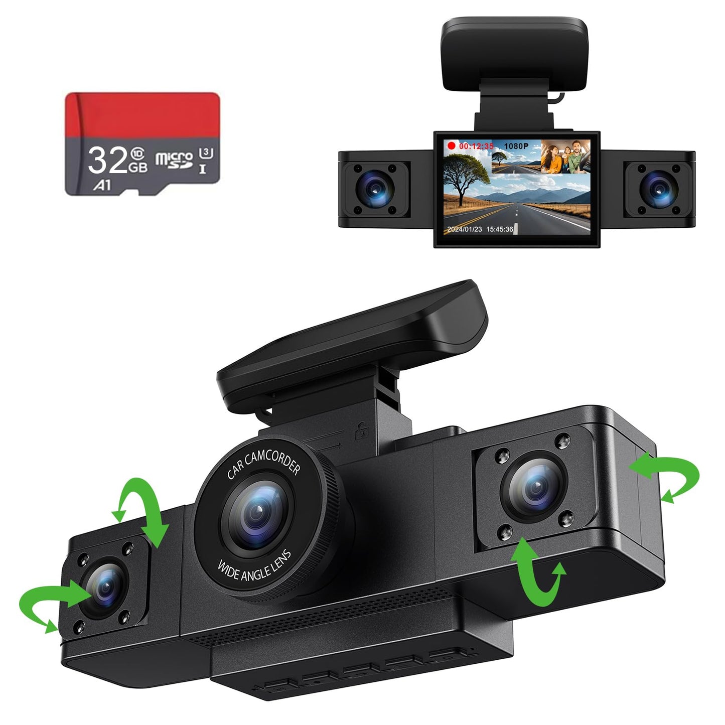 360 View Quad Dash Cam Full HD Front, Rear, Side Car, Night Vision Incident Recording