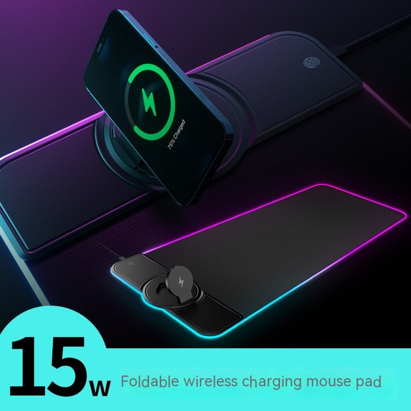 Wireless Charger RGB Mouse Pad Magnetic Suction Desktop Phone Holder